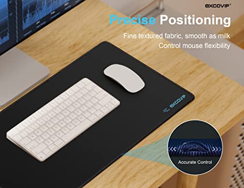 EXCOVIP Gaming Mouse Pad XL, Extended Table Mat Desk Pad For Computer & Laptop Keyboard Accessories Rubber Mice Pads Non-Slip Black Stitched Edges -23.5x11.6"