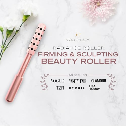 YOUTH LAB Radiance Roller - Germanium Stone Uplifting Face Massager Beauty Roller/Tool for Skin Tightening/Firming, De-Puffing, Anti-Aging and Tension Relief (Purple, Rose Gold and Black)