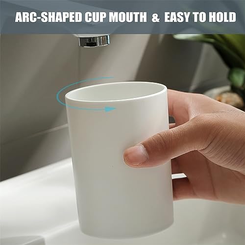 TERRIFI Bathroom Tumbler Cup Set, 10.5oz Reusable Unbreakable Toothbrush Cups, Easy to Clean Plastic Mouthwash Cups, Toothbrush Holder for Your Bathroom, 2PCS