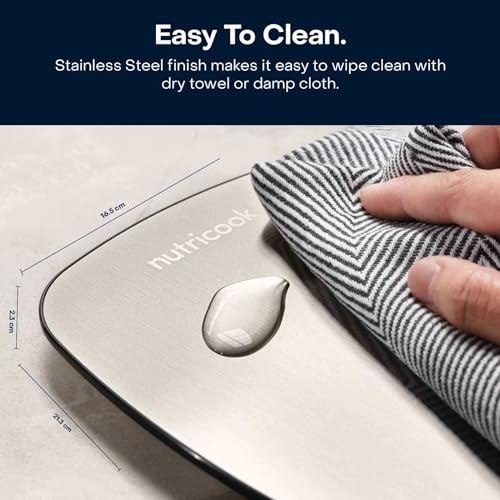 Nutricook Digital Kitchen Scale Eko, 5Kg Capacity, Stainless Steel Food Scale For Baking And Cooking - 4 Weighing Sensors, Tare/Zero, Auto-Off & Auto Calibrate Function,2 Years Warranty