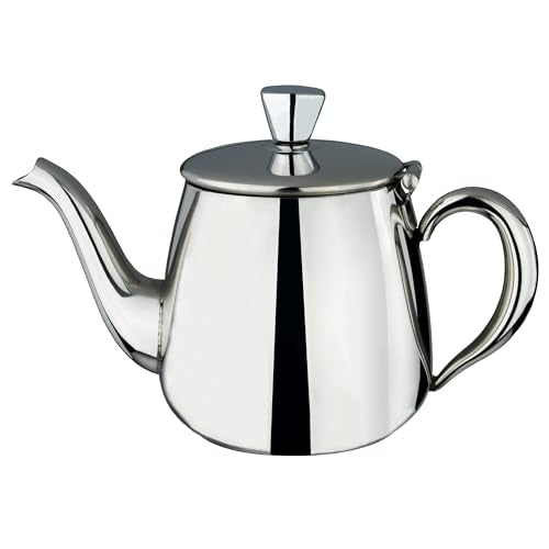 CafÃ© OlÃ© Premium Tea Pot, 18/10 Stainless Steel, Mirror Polished, 13oz, Stay Cool Hollow Handles, Perfect Pour Spout