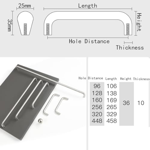 4basix Stainless Steel Solid Round Handle, 100 mm Hole Centers U-Shaped Cabinet Hardware Pull for Bedroom Bathroom Kitchen Cabinets Door (2, 100mm/4")
