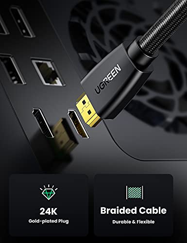 UGREEN HDMI Cable 4K 2M HDMI 2.0 18Gbps High-Speed 4K@60Hz Video Wire Ultra HD 3D 4K Cord Braided Compatible with MacBook Pro UHD TV Nintendo Switch Xbox Playstation PS5/4 PC Laptop