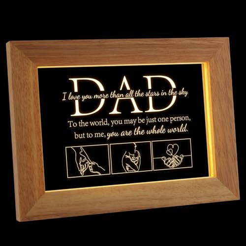 Azonee Dad Birthday Gifts from Daughter Son, Dad Gifts for Men Night Warm White Light Frame with Grateful Sayings Giftsï¼ŒBedroom Decor for Birthday Fathers Day Presents