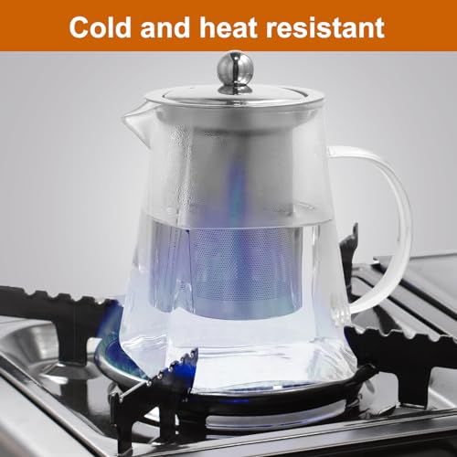 YILANJIN Glass Teapot, 750 ml Square Glass Teapot with Removable Infuser, Borosilicate Glass Teapot, Stovetop Safe Tea Maker, Perfect for Tea, Flowering Tea, Herbal Tea and Coffee