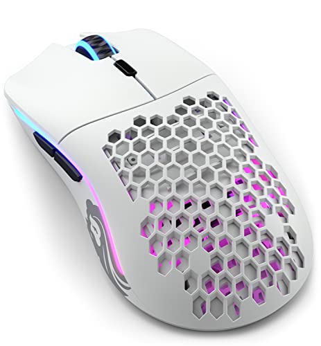 Glorious Model O Wireless Gaming Mouse - RGB 69g Superlight Ergonomic Wireless Gaming Mouse - Backlit Honeycomb Shell Design Gaming Mice (Matte White)