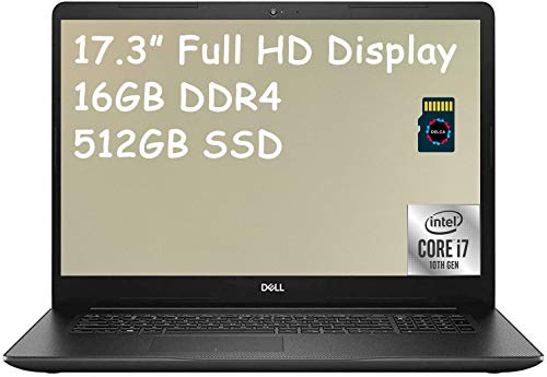 2021 Dell Inspiron 17 3000 3793 Premium Business Laptop I 17.3 inch Full HD Display I 10th Gen Intel Quad-Core i7-1065G7 I 16GB DDR4 512GB SSD I WiFi HDMI Win 10 (Renewed)
