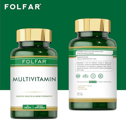 Folfar Multivitamin 90 Tablets â€“ Multivitamin with A, C, D, E, K,Iron, Calcium, Magnesium,Zinc, & Iodine |Support Immunity, Energy, Bone & Overall health | Non-GMO