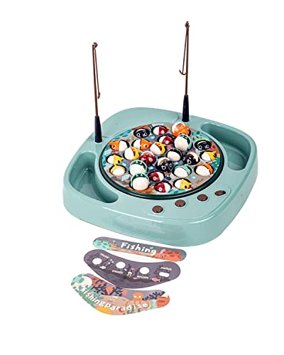 SHAMERDAL Fishing Game Toys for Set with Rotating Board with Music On/Off Switch for Quiet Play - Interactive Family Party Yard Board Game Indoor/Outdoor, Birthday Gift for Kids Ages 3+