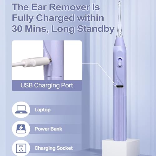 Joyzzz Ear Wax Removal Tool, Ear Cleaning Tool with USB Charging, Ear Wax Remover with Light Kids, Ear Cleaner with Built-in Storage Space, Upgraded Ear Wax Removal with Light for Kids & Adults
