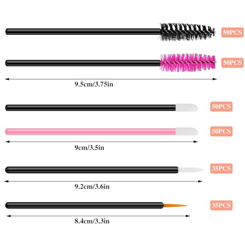 KASTWAVE 250 PCS Disposable Makeup Applicators Tools Kit, Makeup Artist Must Haves 50 Disposable Eyeliner Brushes 100 Mascara Wands 100 Lipstick Applicators for Christmas Gifts Mother's Day Gifts