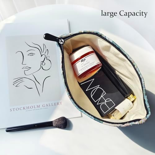 STARDW Flower Cosmetic Bags Makeup Bags for Women and Girls,Travel Makeup Bag Large Capacity Canvas Makeup Bag,Makeup Organizer Bag Zipper Pouch, Embossed pink, Large Capacity Aesthetic Makeup Bags