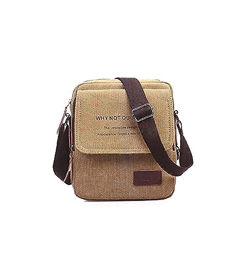 Fashion Shoulder Bag For Men Stylish Brown Canvas Crossbody Bag Korean Style HandBag For Male