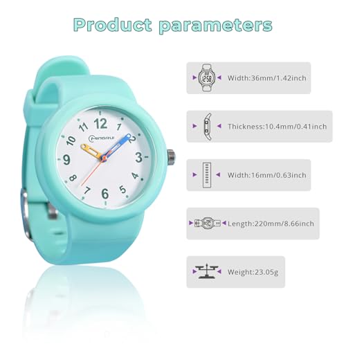 Adando Kids Analog Watch Waterproof Wrist Watch Quartz Minimalist Watches with Soft Band Silicone Strap Learning Time Children Watch Easy to Read for Girls Boys Birthday Gifts