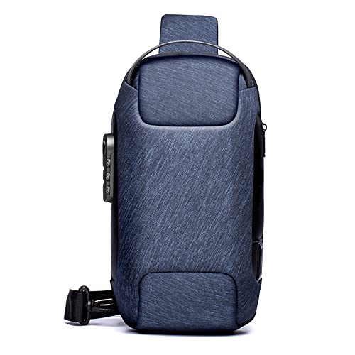 ZYING Anti theft Crossbody Sling Bag with USB Charging Port, Fit for 9.7'in iPad, Blue, Normal