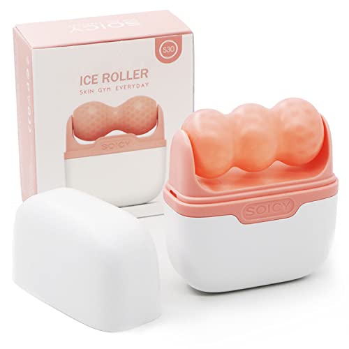 Leeshine Ice Roller for Face and Eyes - Facial Skin Care Tools with 2 in 1 Face Roller and Travel Case, Self Care Gift for Men Women (Pink)