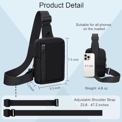 Azonee Sling Bag for Women Men, Small Crossbody Bags Waterproof Nylon Chest Bag with Adjustable Strap Shoulder Bag Sling Backpack Chest Daypack Crossbody Backpack for Travel Sports Running Hiking