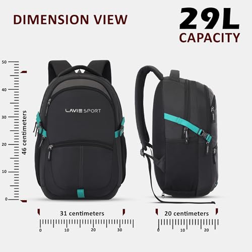 Lavie Sport Titan 29L Casual Backpack with Laptop Sleeve For Men & Women | Rain Cover Backpack for Boys & Girls