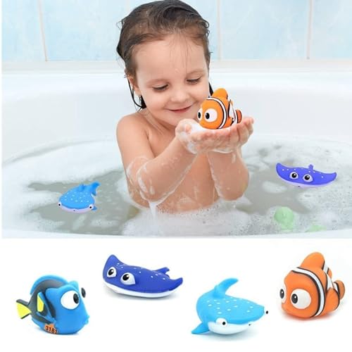 AM ANNA Kid Shower Toy Baby Bath Toys,8pcs Bath Toys for Kids Bathtub Water Toys,Shark Toddlers Infant Swimming Pool Toys,for Birthday Gifts Summer Beach,Pool Activity Squirting Kids Bath Toys