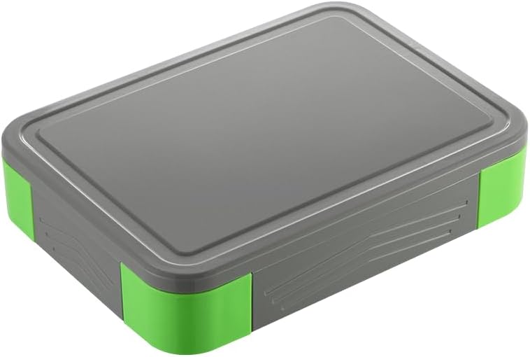 Generic Lunch Box for Kids & Adults, Rectangular, Grey, 1330 ml, 4 Compartments, Leak-proof, Microwave & Dishwasher Safe - Celadon 1330 ml