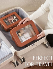 Small Cosmetic Bag for Purse Mini Makeup Bag for School Cute Clear Make Up Pouch for Travel Tiny Leather White Make Up Organizer Case for Backpack Toiletry Bag Waterproof Square Pouch with Zipper