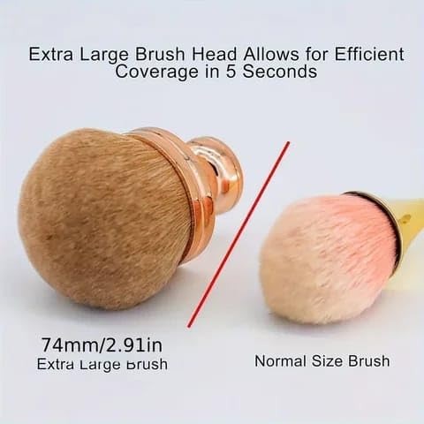 Purfex Makeup Bursh for Body-Extra Large Self Tanner for Bronzer& Full-Body Blending,Wide-Headed Kabuki Brush with Ergonomic Handle For Even Coverage (Golden)