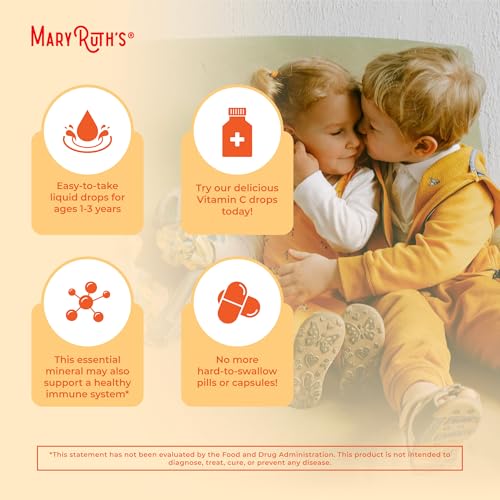 MaryRuth Organics Vitamin C Supplement for Kids | USDA Vitamin C Liquid Drops for Kids Ages 1-3 | Vitamin for Immune Support & Overall Health | Vegan | Non-GMO | Gluten Free | 1 Fl Oz
