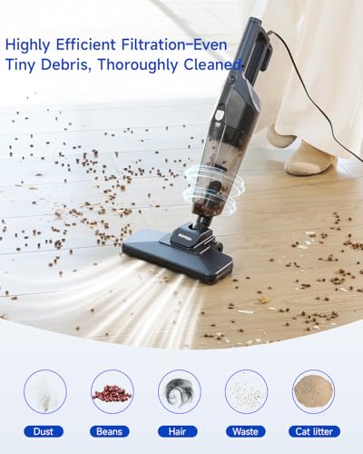 BOMIDI 17000Pa Ultra - Strong Handheld Vacuum Cleaner with 900mL Dust Cup, Quiet Suction, 5m Cable & Washable Filter - Ideal for Wood, Carpet, Tile Floors - Black
