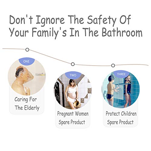 Non Slip Bath Mat Anti Mould Shower Mats TPE Bathroom Bathtub Mat Floor Shower Mats Anti Slip Antibacterial with Suction Cups & Drainage hole Perfect for Everyone Safety Grey 16.9" x 29.5"/43 x 75cm