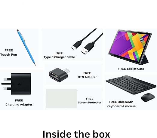 Monopo TAB 11 Pro Tablet â 10.1 Inch IPS LCD, 8GB RAM  512GB ROM, 5G Network, 6000 mAh Battery, Android 13, Keyboard, Touch Pen, Mouse (Gray)