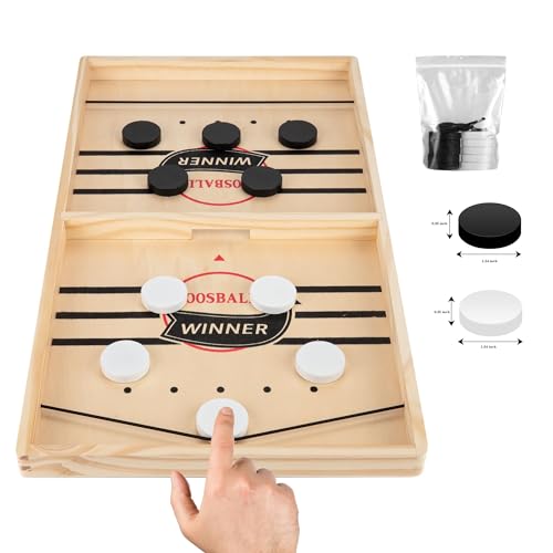 ECVV Fast Sling Puck Game for Two Players - Enhance Children's Hand-Eye Coordination with Exciting Battle - Perfect Family Interactive Table Game - Yellow