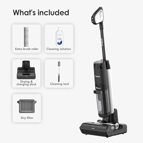 Tineco FLOOR ONE S7 FlashDry Smart Cordless Wet Dry Vacuum Cleaner, Long Runtime, Great for Sticky Messes, Self-cleaning, 158℉Hot Air FlashDrying, Dual-sided Edge Cleaning, Extended Battery Lifespan