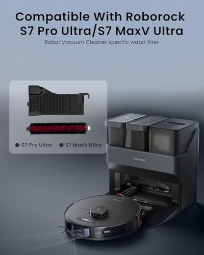 2 Pack S7 Maxv Ultra Replacement Parts Compatible for Roborock S7Pro Ultra, S7 Maxv Ultra Vacuum Cleaner, 2 Water Filter, 1 High-Speed Cleaning Brush, for Mop Washing and Dock Self-Cleaning