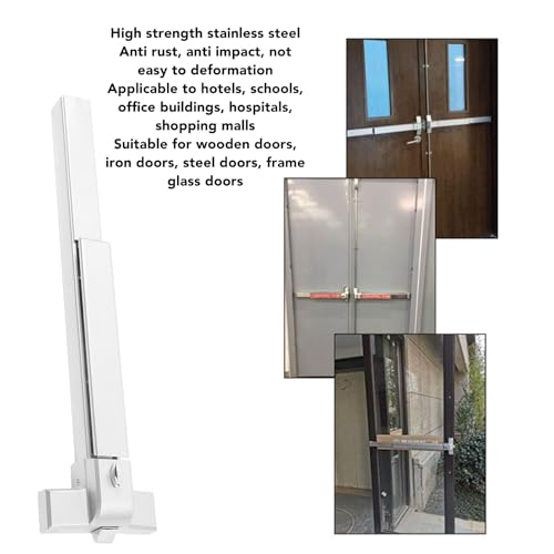 Cryfokt Door Push Bar Panic Exit Device Stainless Steel Commercial Emergency Hardware Double Opening Design for Hotels Schools Hardware Push Bar Panic Exit Device for Wooden Steel Doors