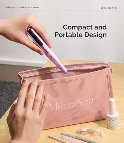 MelodySusie Cordless Electric Nail Drill Machine 11 in 1 Kit, 25000RPM Portable Rechargeable Nail Efile Set for Acrylic Gel Dip Powder Nails, 25 Speeds Manicure Pedicure Polishing Shape Tools