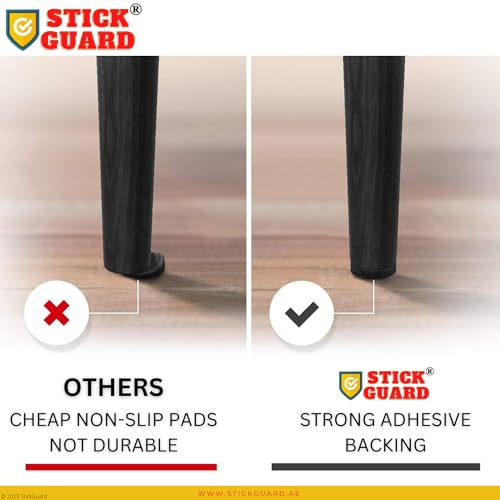 StickGuard Non Slip Furniture Rubber Leg Pads for Hardwood Floors 90 Pcs - 45 Round, 45 Square Furniture Feet - Rubber Furniture Floor Protectors - Chair, Table, Couch, Bed Stoppers to Prevent Sliding