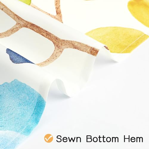 Tazweeq Floral Shower Curtain for Bathroom, Colorful Leaves Fabric Shower Curtain, Abstract Watercolor Painting Cute Botanical Decorative Shower Curtain Set with Hooks (180×180cm)