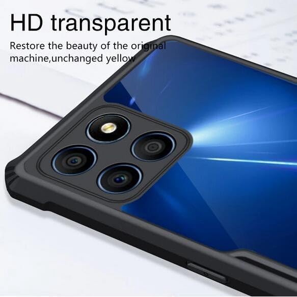 Muzz Honor X7C Case Shockproof Cover 360 Degree Protection Design Best Camera Protection Transparent Hybrid Back Black Bumper Cover Case for Honor X7C 2024
