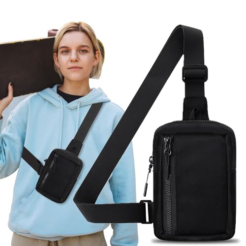 Azonee Sling Bag for Women Men, Small Crossbody Bags Waterproof Nylon Chest Bag with Adjustable Strap Shoulder Bag Sling Backpack Chest Daypack Crossbody Backpack for Travel Sports Running Hiking