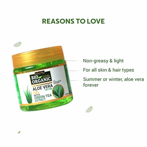 Indus Valley Bio Organic 100% Pure Aloe Vera Gel with Vitamin C & E for Skin & Hair | Non-Sticky Natural Aloe vera Gel - Soothes & Face Moisturizes, Irritated Skin Caused by Sunburn, Rashes(175Ml)