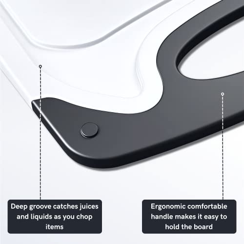 WONDER-BLED Reversible Cutting Board Set of 3, Plastic Chopping Board for Kitchen, BPA Free Food Safe PP Material, Non-Slip Design with Easy Grip Handle, Juice Grooves, Dishwasher Safe (White)