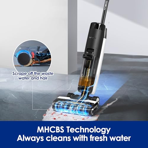 Tineco Floor ONE S7 PRO Smart Cordless Floor Cleaner, Wet Dry Vacuum Cleaner & Mop for Hard Floors, LCD Display, Long Run Time, Great for Sticky Messes and Pet Hair, Centrifugal Drying Process, Black