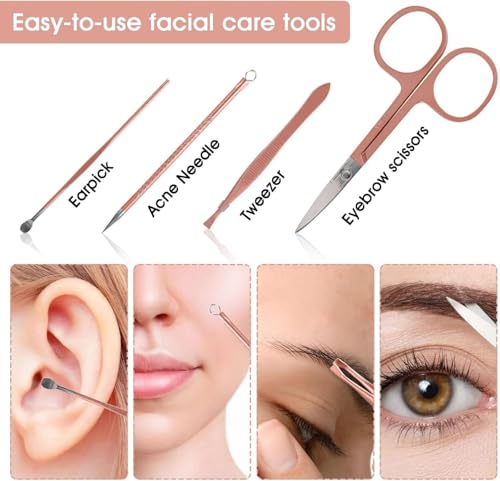 Tazweeq Nail Clippers and Beauty Tool Portable Set, Rose Gold Martensitic Stainless Steel Manicure Set 12 in 1, with Pink Leather Bag, Suitable for Home, Workplace, Outdoor Travel, Gift Giving, Salon