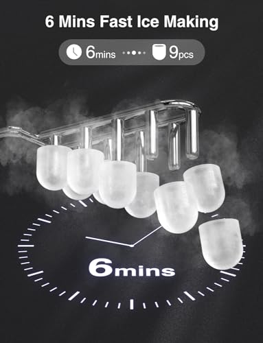 CROWNFUL Ice Maker Countertop, Portable Self-Cleaning Ice Maker Machine with Handle, Scoop and Basket, 9 Bullet Ice Cubes in 6 Mins, 12kg/24H, Ideal for Home, Kitchen, Office, Bar, Party