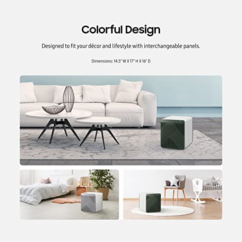SAMSUNG BESPOKE Cube Air Purifier, Odor Eliminator, Home System w/HEPA Filtration, 360 Degree Purification, Pet Mode, Smart Control, Traps Dust, AX350A9350N, Forest Green