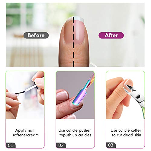 XUNXMAS Cuticle Trimmer with Cuticle Pusher, Cuticle Remover Cutter Nipper Scissor and Triangle Cuticle Nail Pusher Peeler Scraper, Durable Dead Skin Clipper Manicure Pedicure Tools