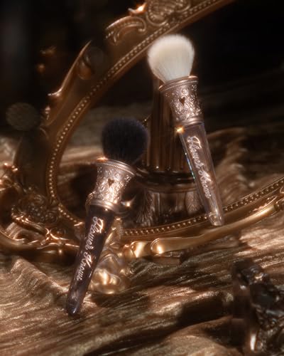 Flower Knows Little Angel Blush Brush - Premium Makeup Brush for Liquid, Cream, Powder - Buffing, Blending, Face - Soft Synthetic Bristles (Obsidian)