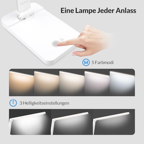 mafiti LED Desk Lamp, Aluminum Daylight Lamp Touch Control,Eye-Caring Dimmable Foldable Table Lamp for Back to School,Office,Bedroom,Working,Reading,Gift (white)