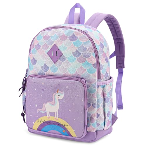 VASCHY Kids Backpack Girls Boys Cute 16 Inch Primary School Backpack with Chest Strap Buckle and Multiple Compartments