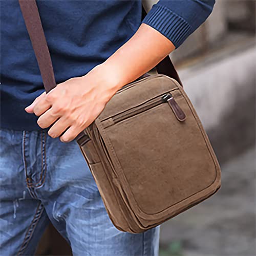 MAKINGTEC Men's Multifunctional Canvas Shoulder Bag, Handbag Multi-Pockets Business Messenger Bags, Outdoor Sports Over Shoulder Crossbody Side Bag